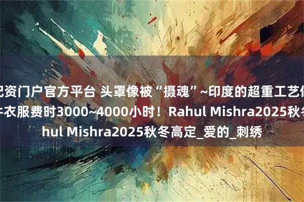 配资门户官方平台 头罩像被“摄魂”~印度的超重工艺做出叶子经络，一件衣服费时3000~4000小时！Rahul Mishra2025秋冬高定_爱的_刺绣